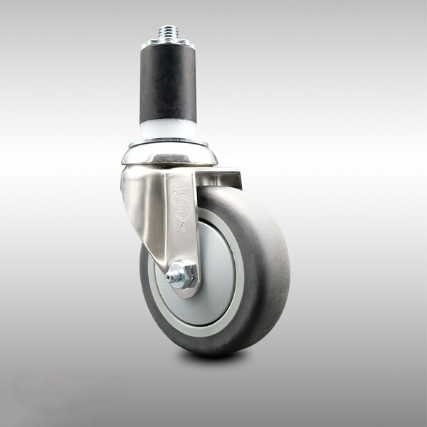 4 Inch 316SS Thermoplastic Rubber Wheel Swivel 1-1/2 Inch Expanding Stem Caster